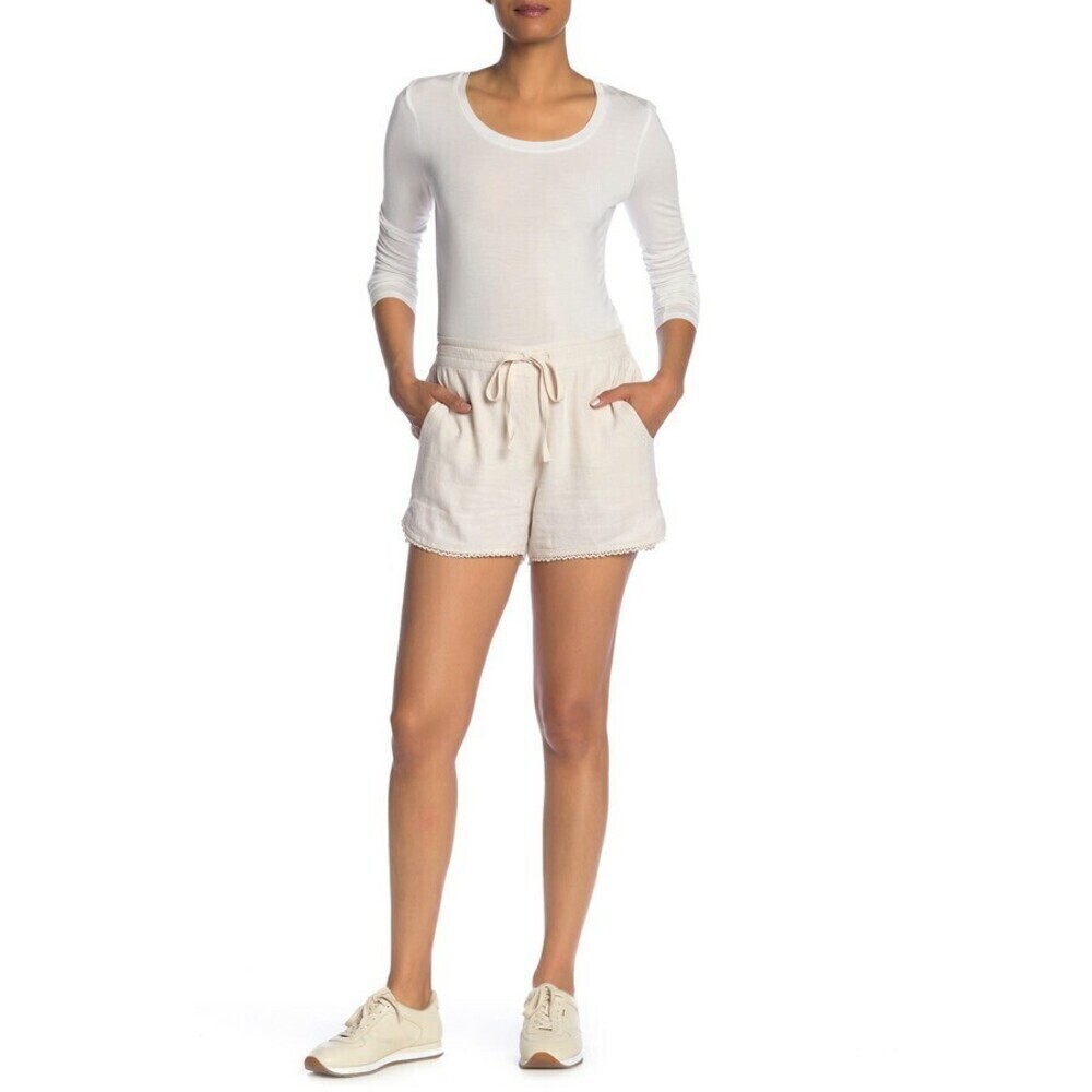 Caslon Woman's Linen Blend Drawstring Shorts In Flax Cream Beige Size S